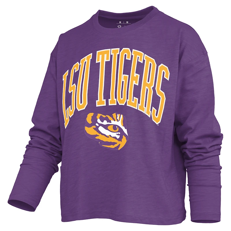 Women's Pressbox Purple LSU Tigers Motley Boxy Waist-Length Long Sleeve T-Shirt