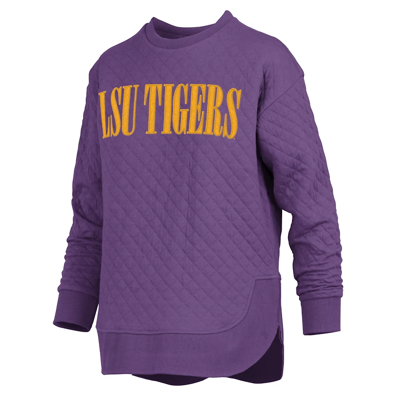 Women's Pressbox Purple LSU Tigers Quilted Long Sleeve Pullover Sweatshirt