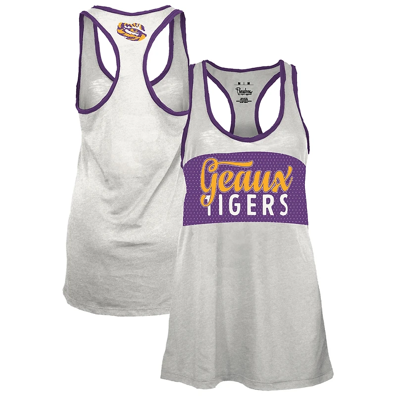 Women's Pressbox White/Purple LSU Tigers Tracy Racerback Burnout Tank Top