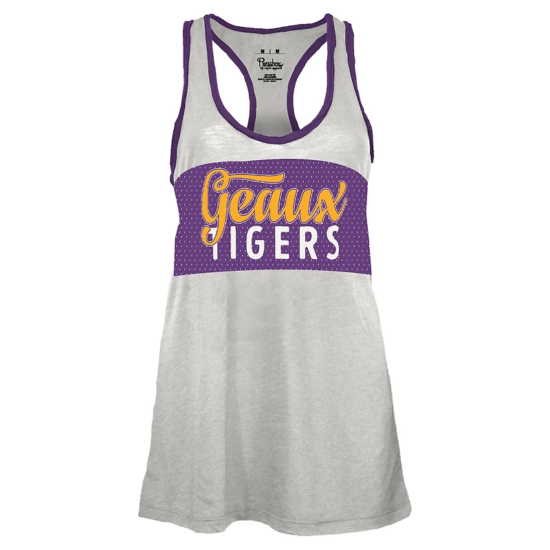 Women's Pressbox White/Purple LSU Tigers Tracy Racerback Burnout Tank Top