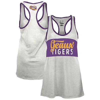 Women's Pressbox White/Purple LSU Tigers Tracy Racerback Burnout Tank Top