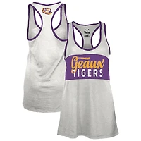 Women's Pressbox White/Purple LSU Tigers Tracy Racerback Burnout Tank Top