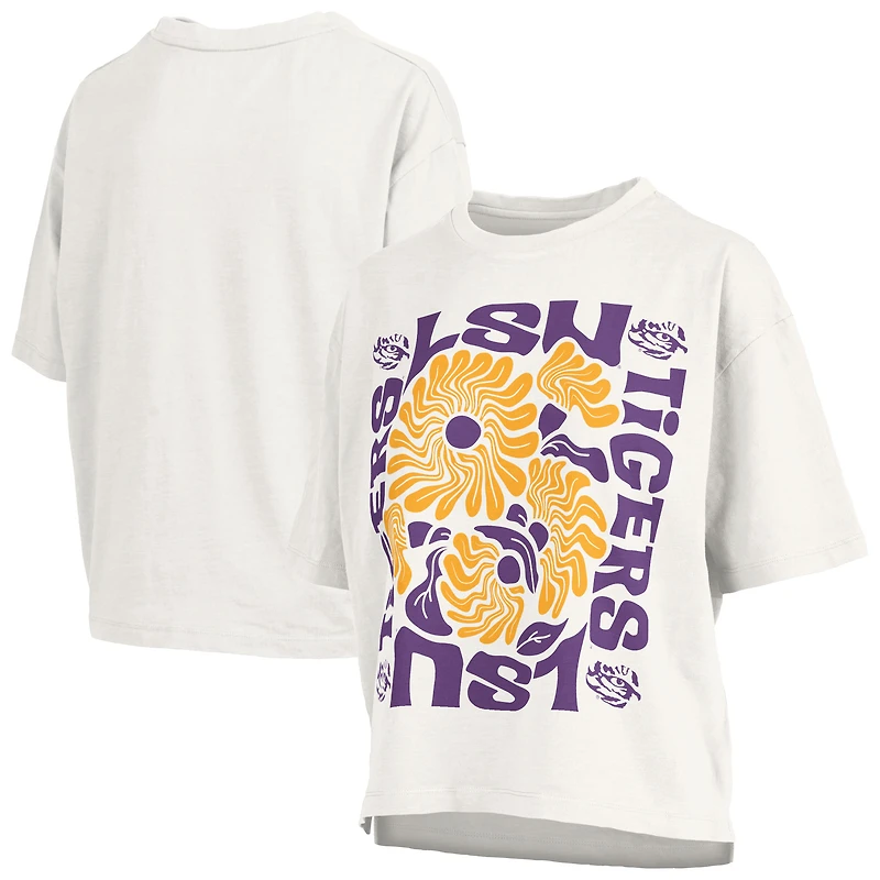 Women's Pressbox White LSU Tigers Elena Oversized Slub T-Shirt