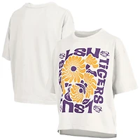 Women's Pressbox  White LSU Tigers Elena Oversized Slub T-Shirt