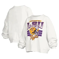 Sweat-shirt surdimensionné avec logo rétro Janice des LSU Tigers pour femme Pressbox White