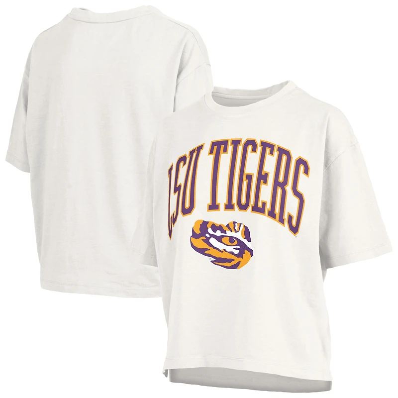Women's Pressbox Purple LSU Tigers Nelson Arch Over Logo Waist Length Oversized Slub T-Shirt