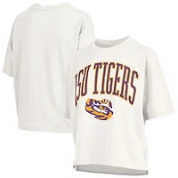T-shirt oversize en jersey flammé blanc Pressbox pour femme, modèle LSU Tigers, grande taille, Nelson Motley Crew