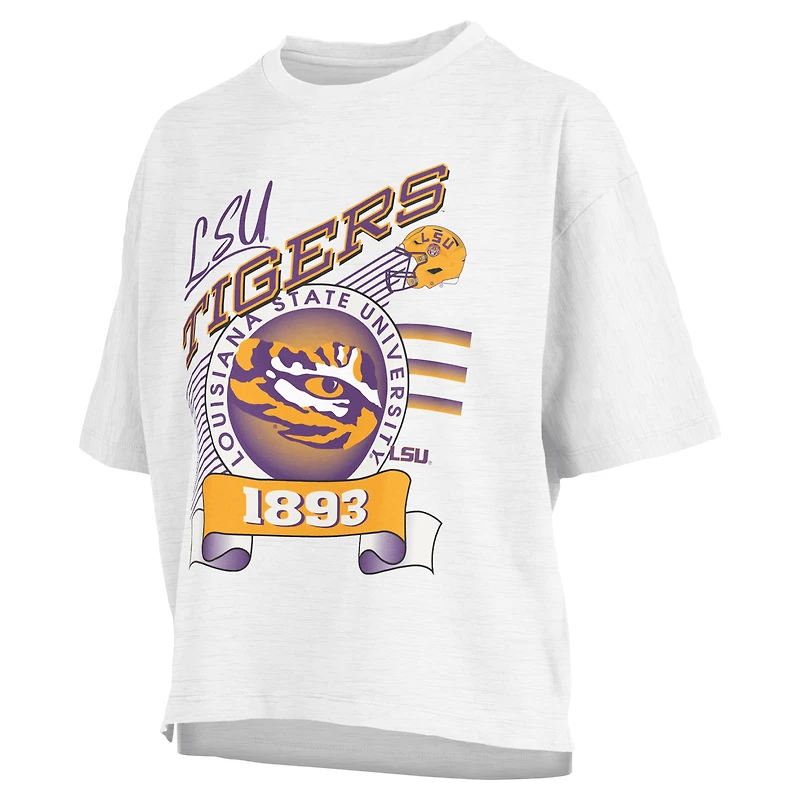Women's Pressbox White LSU Tigers Rock & Roll Slub T-Shirt