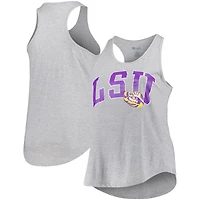 Débardeur à col rond et dos nageur pour femme Profile Heather Grey LSU Tigers Arch Logo