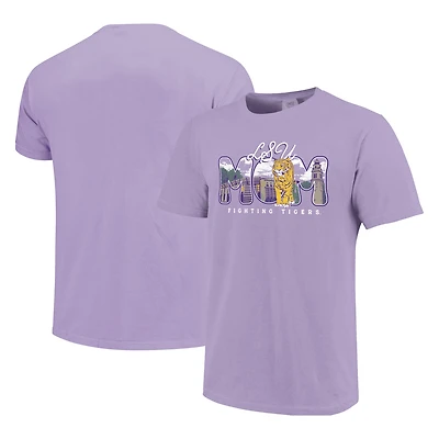 Women's  Purple LSU Tigers Comfort Colors Campus Drawing Mom T-Shirt