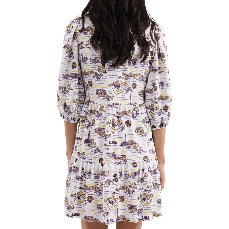 Robe blanche/violette Smith & Quinn pour femme, collection Tailgate Tory des Tigers de LSU