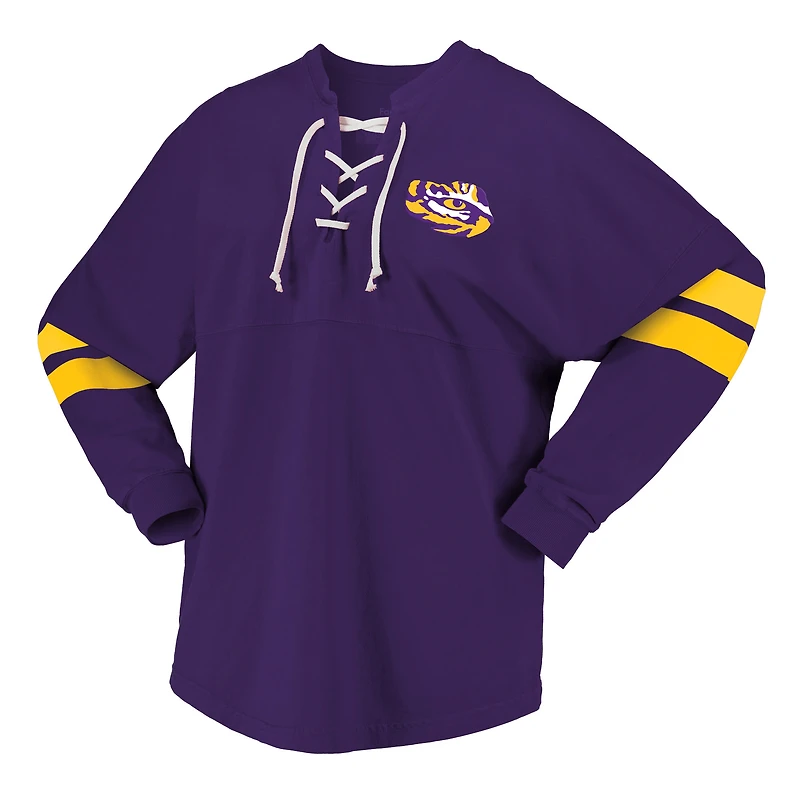 Women's Spirit Jersey Purple LSU Tigers Lace-Up V-Neck Long Sleeve T-Shirt