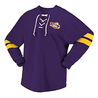 Women's Spirit Jersey Purple LSU Tigers Lace-Up V-Neck Long Sleeve T-Shirt