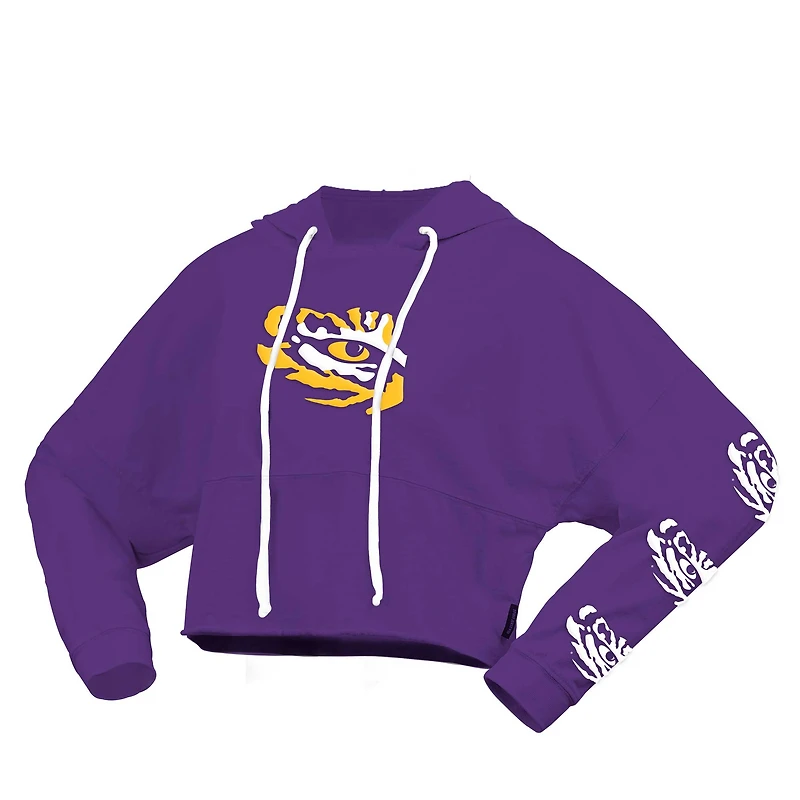 Women's Spirit Jersey Purple LSU Tigers Oversized Cropped Pullover Hoodie