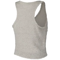 Ensemble débardeur en tricot pelucheux trois pièces pour femme avec pantalon de jogging et cardigan LSU Tigers Tan