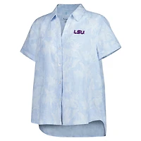 Women's Tommy Bahama Light Blue LSU Tigers Legacy Leaves Camp Button-Up Shirt