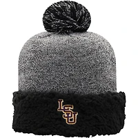 Bonnet en tricot à revers LSU Tigers Top of the World noir pour femmes avec pompon