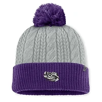 Women's Top of the World Gray/Purple LSU Tigers Becca Cuffed Knit Hat with Pom