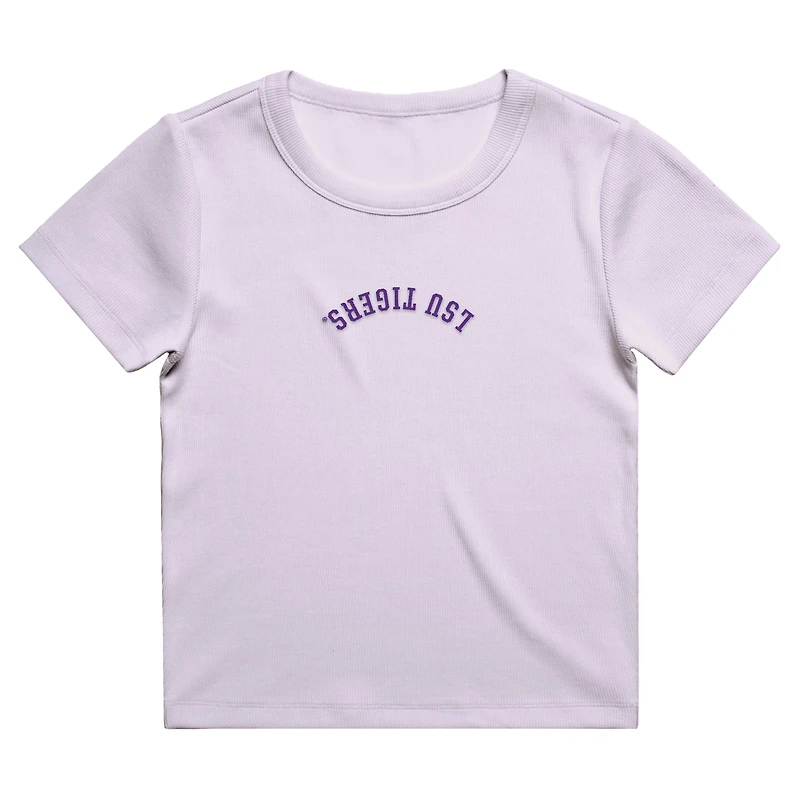 T-shirt court côtelé Uscape Apparel violet LSU Tigers à broderie inversée