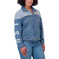 Women's WEAR by Erin Andrews Denim LSU Tigers Sleeve Hit Colorblock Button-Down Jacket