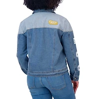 Women's WEAR by Erin Andrews Denim LSU Tigers Sleeve Hit Colorblock Button-Down Jacket