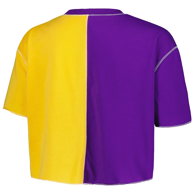 Women's ZooZatz Purple/Gold LSU Tigers Colorblock Cropped T-Shirt