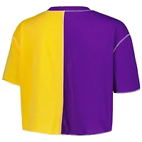 Women's ZooZatz Purple/Gold LSU Tigers Colorblock Cropped T-Shirt