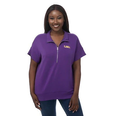 Women's ZooZatz Purple LSU Tigers Tri-Blend Quarter-Zip Flowy Top