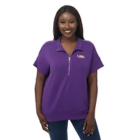 Women's ZooZatz Purple LSU Tigers Tri-Blend Quarter-Zip Flowy Top