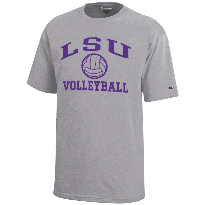 Youth Champion  Gray LSU Tigers Icon Logo Volleyball T-Shirt