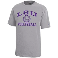 Youth Champion  Gray LSU Tigers Icon Logo Volleyball T-Shirt