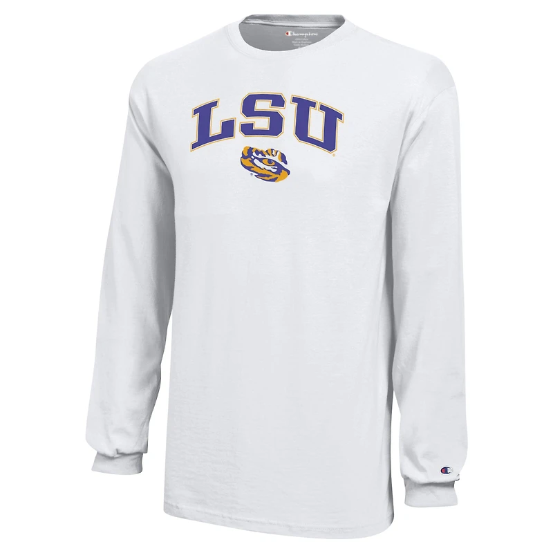 Youth Champion White LSU Tigers Arch Over Logo Long Sleeve T-Shirt