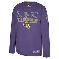 Youth Colosseum Heather Purple LSU Tigers OHT Military Appreciation Oorah Long Sleeve T-Shirt