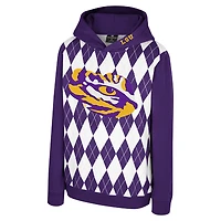 Youth Colosseum Purple LSU Tigers Argyle The Dealio Pullover Hoodie