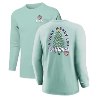 Youth  Light Green LSU Tigers Merry Christmas Tree Long Sleeve T-Shirt