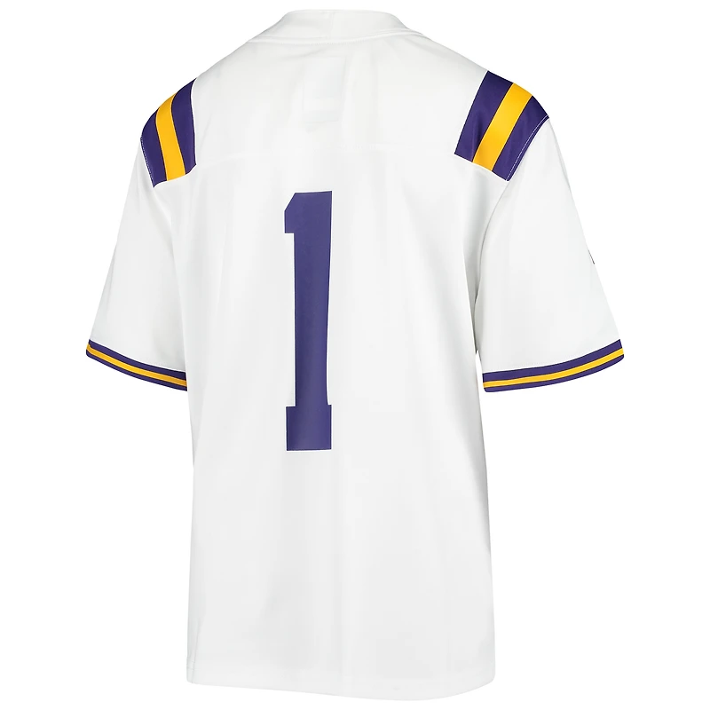 Youth Nike #1 White LSU Tigers Untouchable Football Jersey
