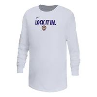 T-shirt à manches longues Nike blanc LSU Tigers On-Court Bench Legend Dri-FIT pour jeunes