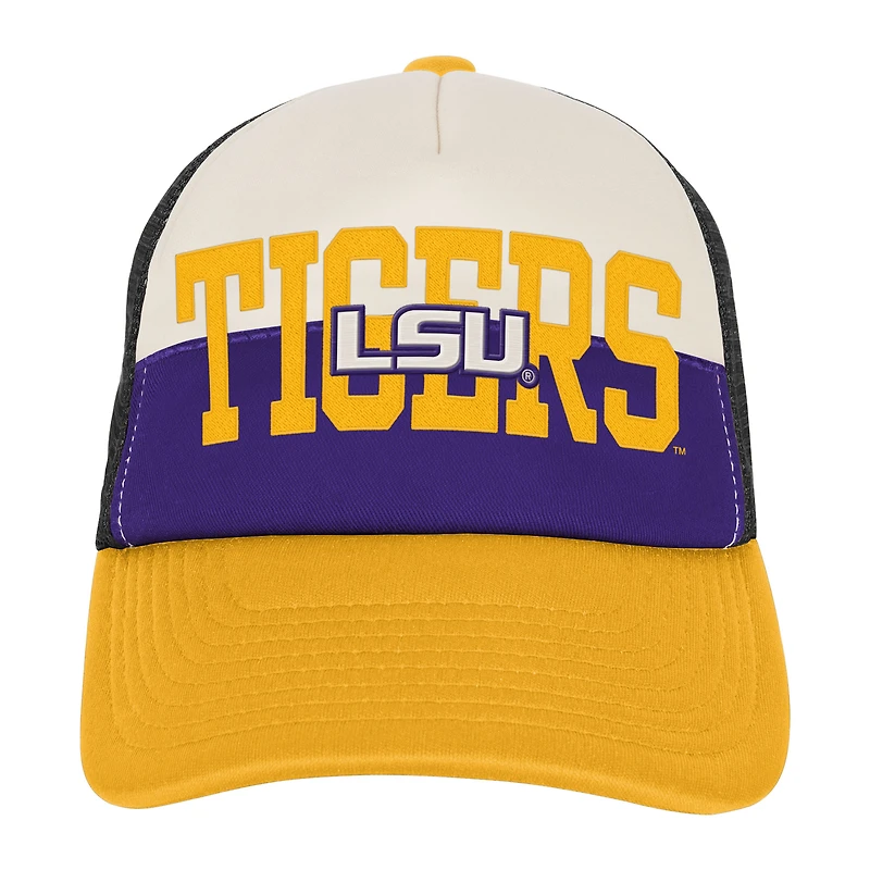 Youth Outerstuff Purple/Cream LSU Tigers Modern Fan Trucker Adjustable Hat
