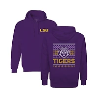 Youth  Purple LSU Tigers Classic Holiday Sweater Hoodie