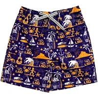 Youth Wes & Willy Purple LSU Tigers Luau Swim Trunks