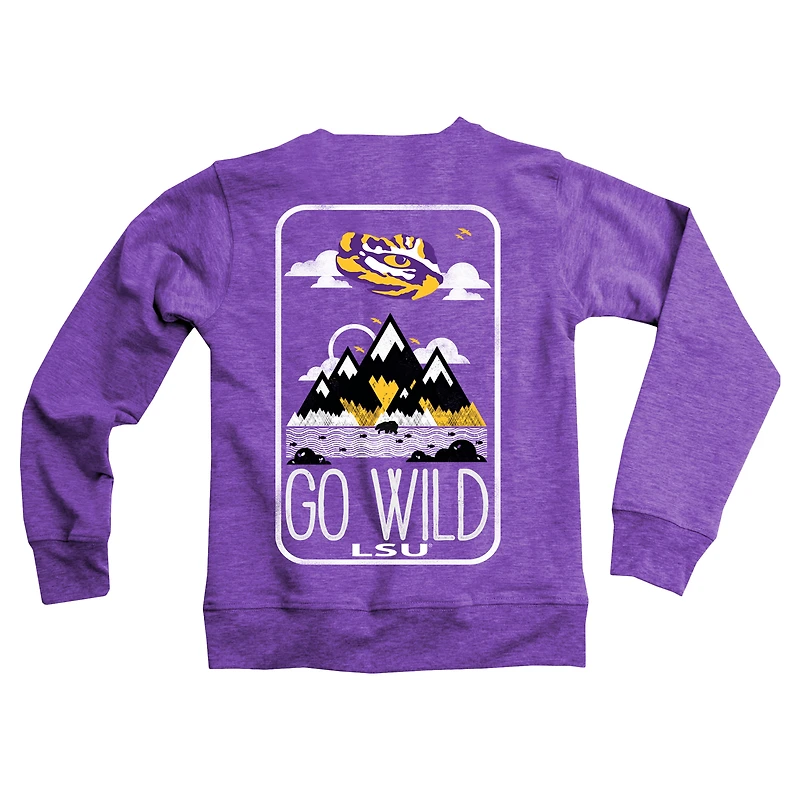 Youth Wes & Willy Purple LSU Tigers Tri-Blend Go Wild Pullover Sweatshirt