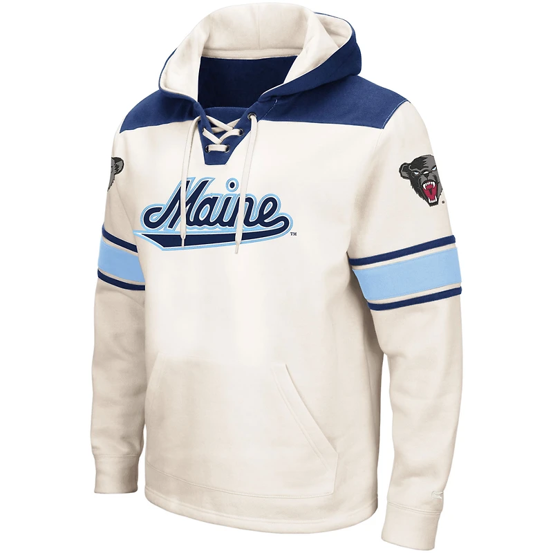 Men's Colosseum Cream Maine Black Bears 2.0 Lace-Up Pullover Hoodie