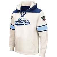 Men's Colosseum Cream Maine Black Bears 2.0 Lace-Up Pullover Hoodie