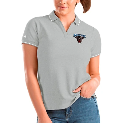 Women's Antigua Heathered Gray Maine Black Bears Affluent Polo