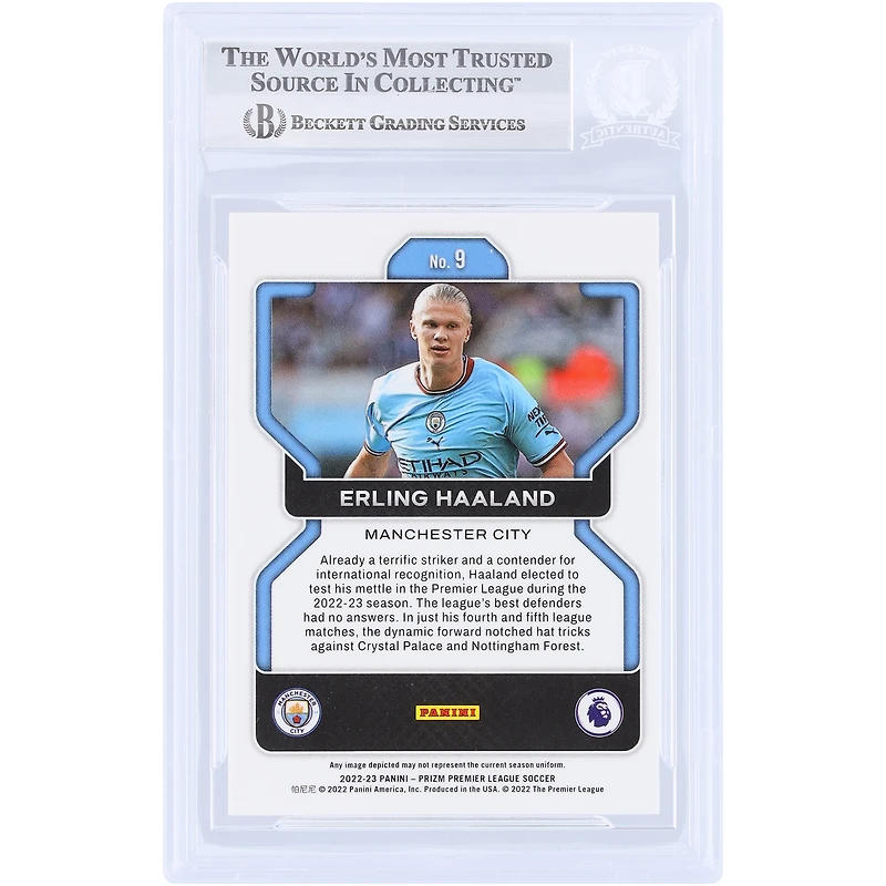 Erling Haaland Manchester City Autographed 2022-23 Panini Prizm #9 Beckett Fanatics Witnessed Authenticated Card