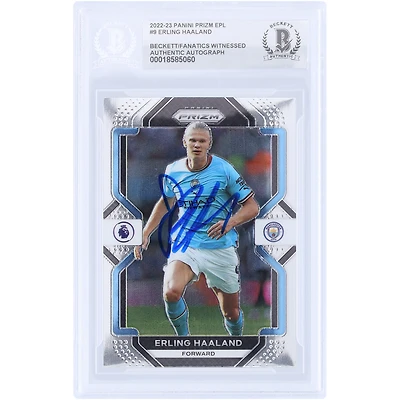 Erling Haaland Manchester City Autographed 2022-23 Panini Prizm #9 Beckett Fanatics Witnessed Authenticated Card
