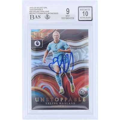 Erling Haaland Manchester City Autographed 2022-23 Panini Select Unstoppable #20 Beckett Fanatics Witnessed Authenticated 9/10 Card