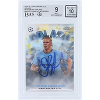 Carte autographiée d'Erling Haaland (Manchester City) Topps Chrome UEFA Golazo 2022-23 #G-10, certifiée 9/10 par Beckett Fanatics Witnessed.
