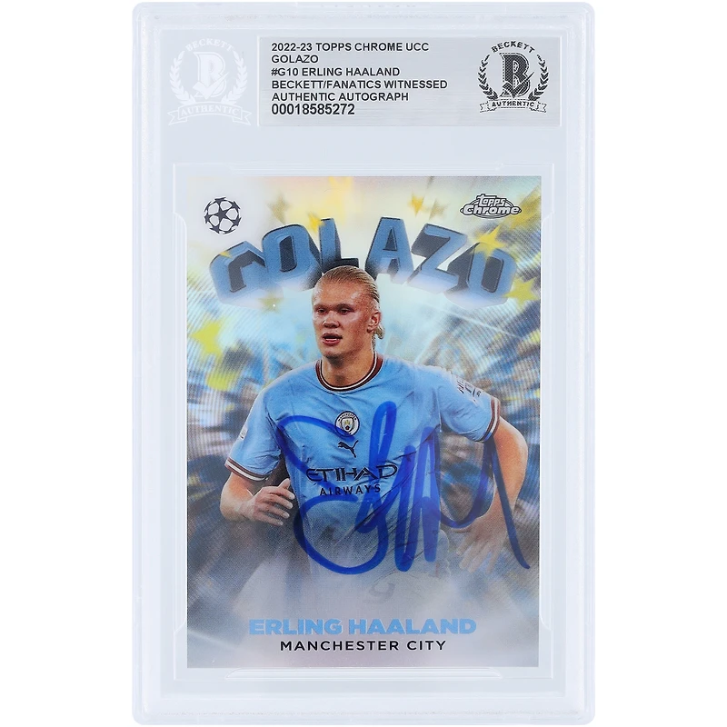 Erling Haaland Manchester City Autographed 2022-23 Topps Chrome UEFA Golazo #G-10 Beckett Fanatics Witnessed Authenticated Card