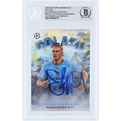 Erling Haaland Manchester City Autographed 2022-23 Topps Chrome UEFA Golazo #G-10 Beckett Fanatics Witnessed Authenticated Card